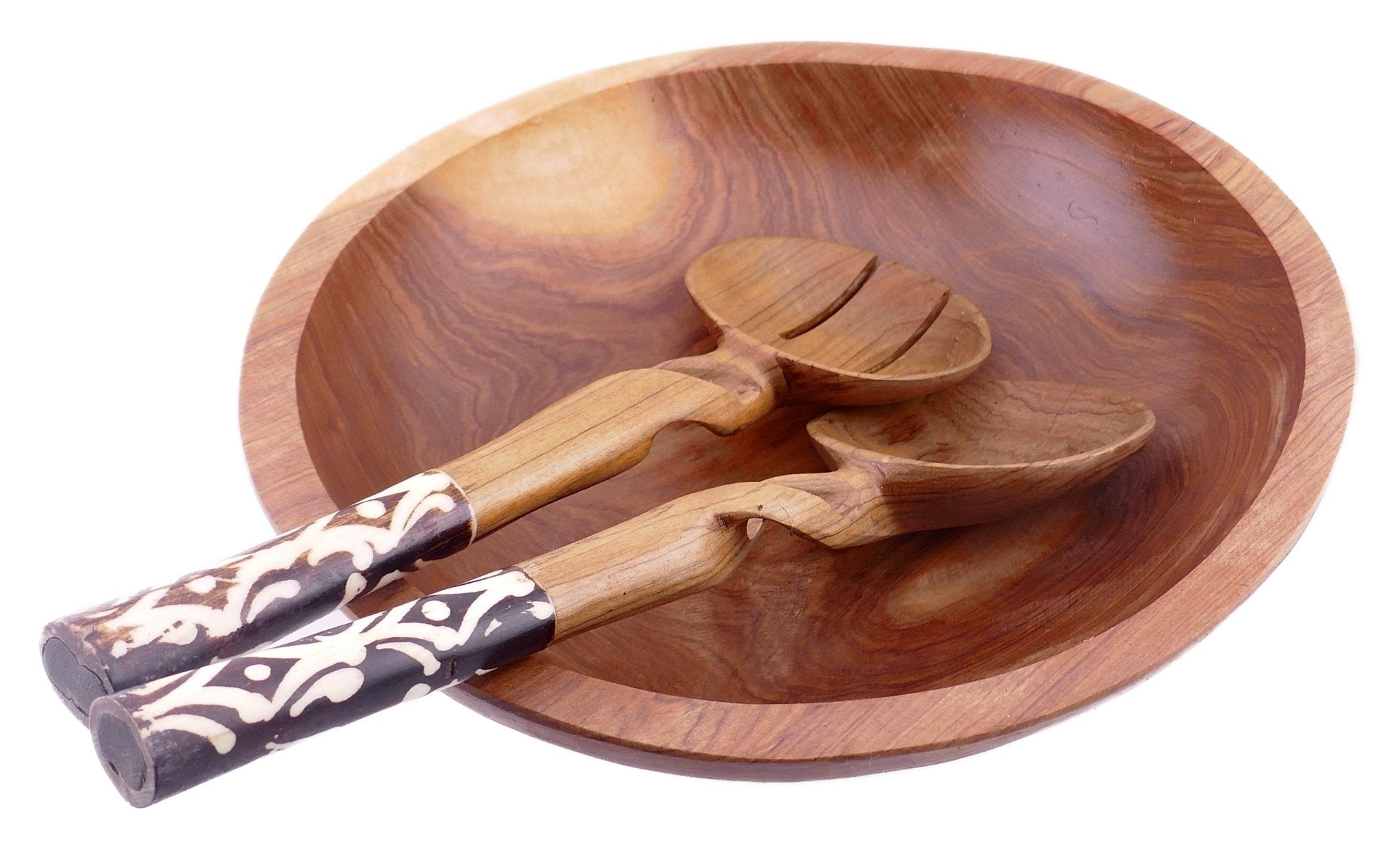 Wild Olivewood Bowl // Fruit Bread Salad Snack Bowl 11 inch 28 cm // with storycard - FriendlyTradingCo