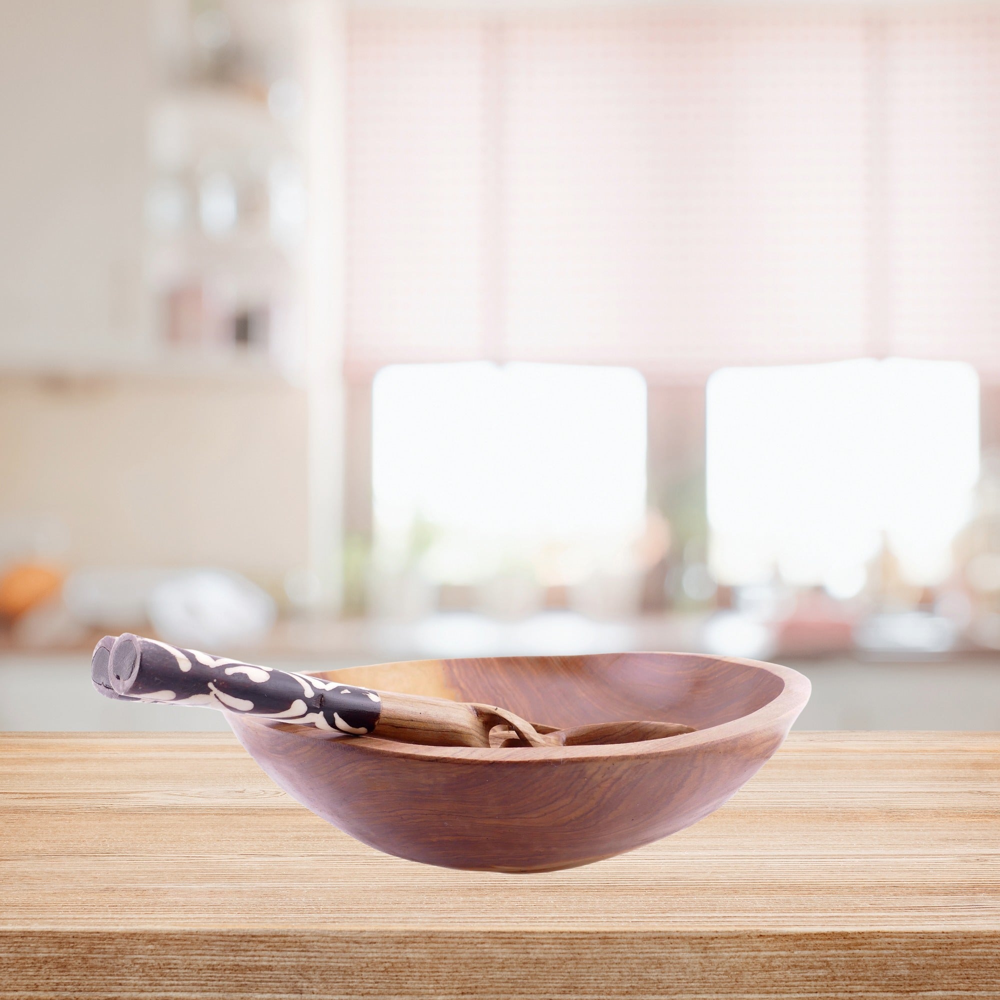 Wild Olivewood Bowl // Fruit Bread Salad Snack Bowl 11 inch 28 cm // with storycard - FriendlyTradingCo