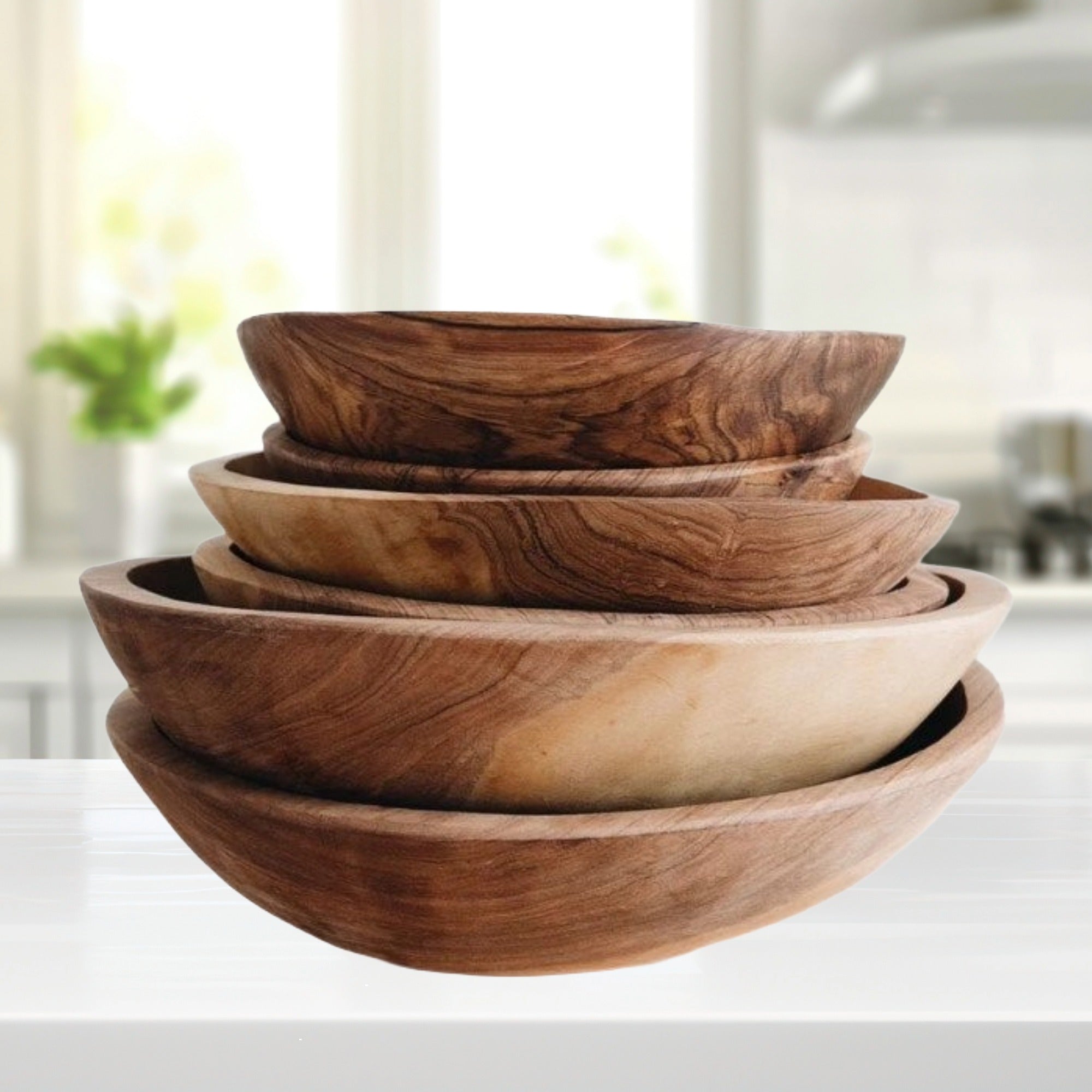 Wild Olivewood Bowl // Fruit Salad Snack Bowl 8 inch 20 cm // with storycard - FriendlyTradingCo