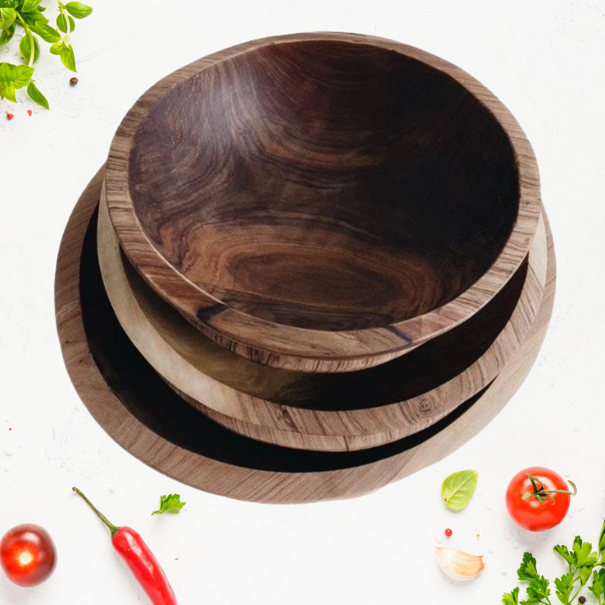 Wild Olivewood Bowl // Fruit Salad Snack Bowl 8 inch 20 cm // with storycard - FriendlyTradingCo