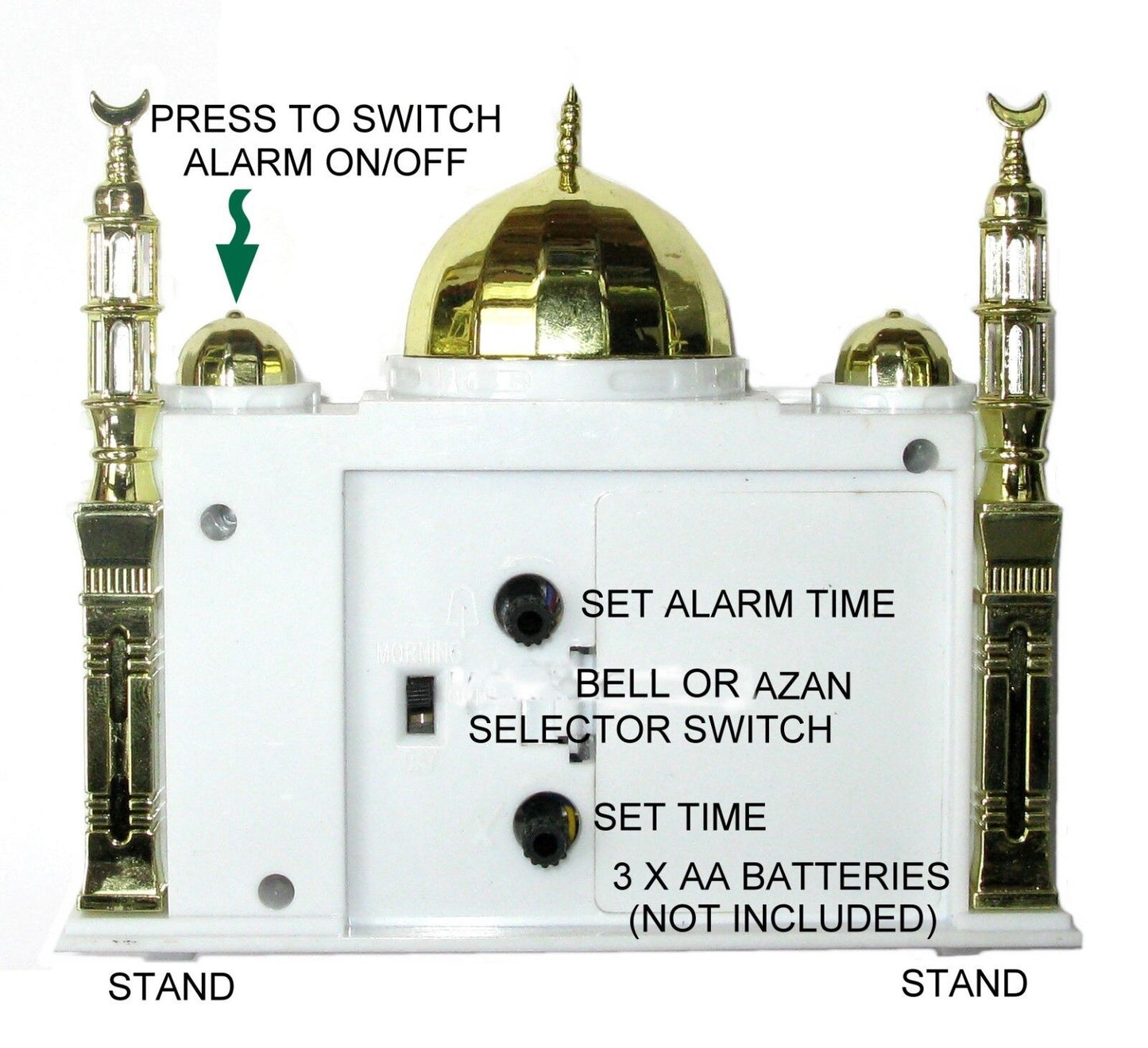 Mosque Shaped Alarm Clock Plays Islamic Muslim Azan Call to Prayer + Bell