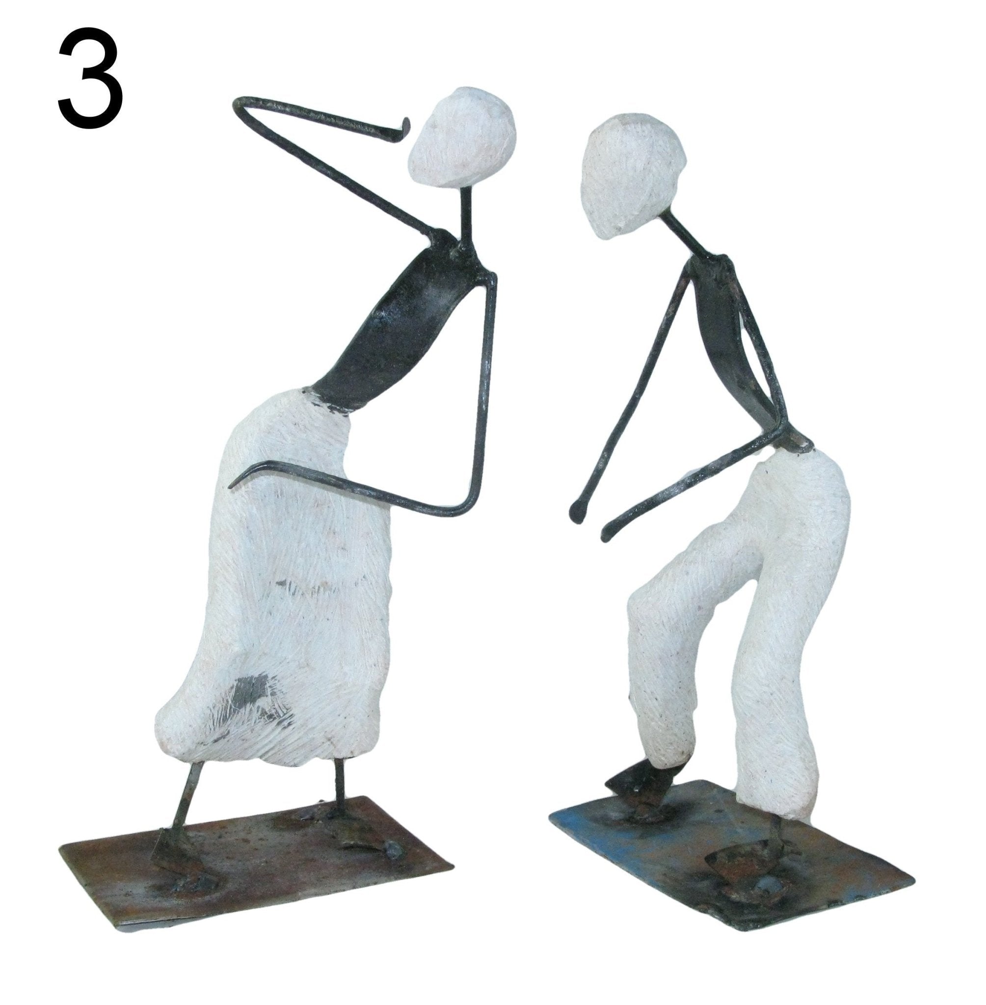 African Dancers Stone & Metal Sculptures from Zimbabwe 24cm tall - FriendlyTradingCo