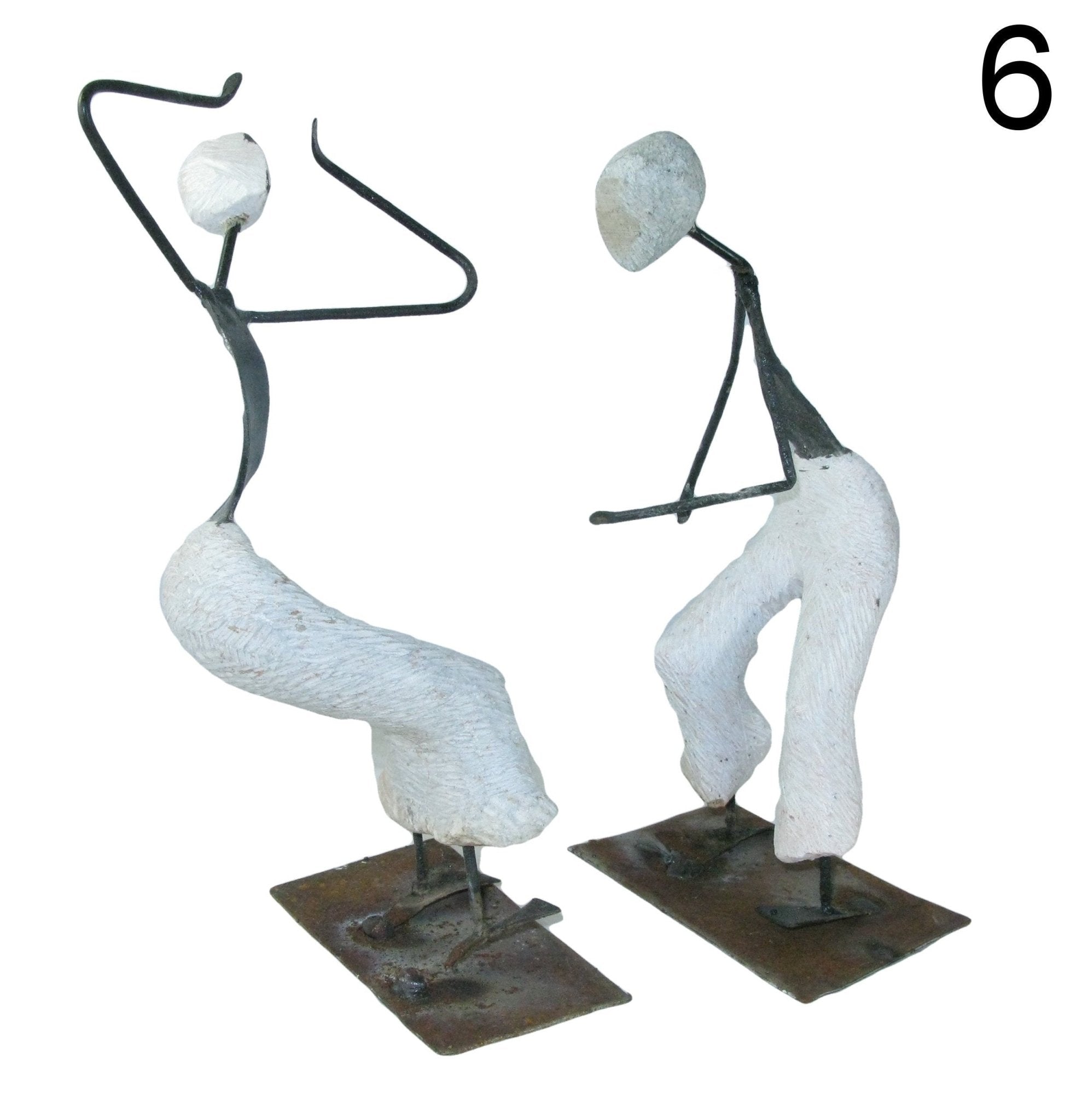 African Dancers Stone & Metal Sculptures from Zimbabwe 24cm tall - FriendlyTradingCo