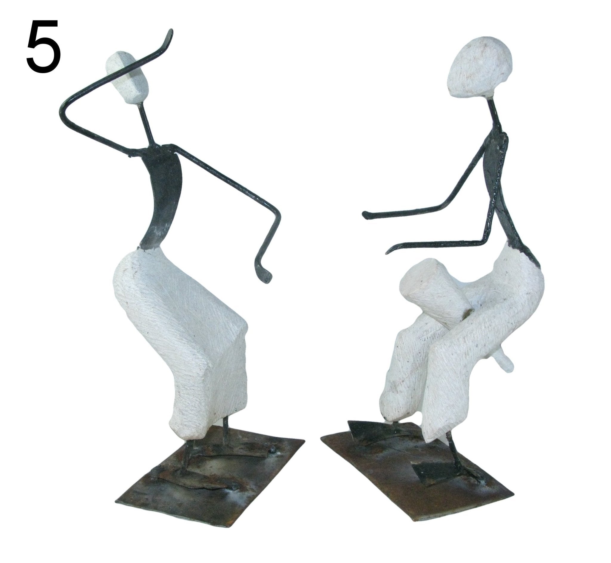 African Dancers Stone & Metal Sculptures from Zimbabwe 24cm tall - FriendlyTradingCo