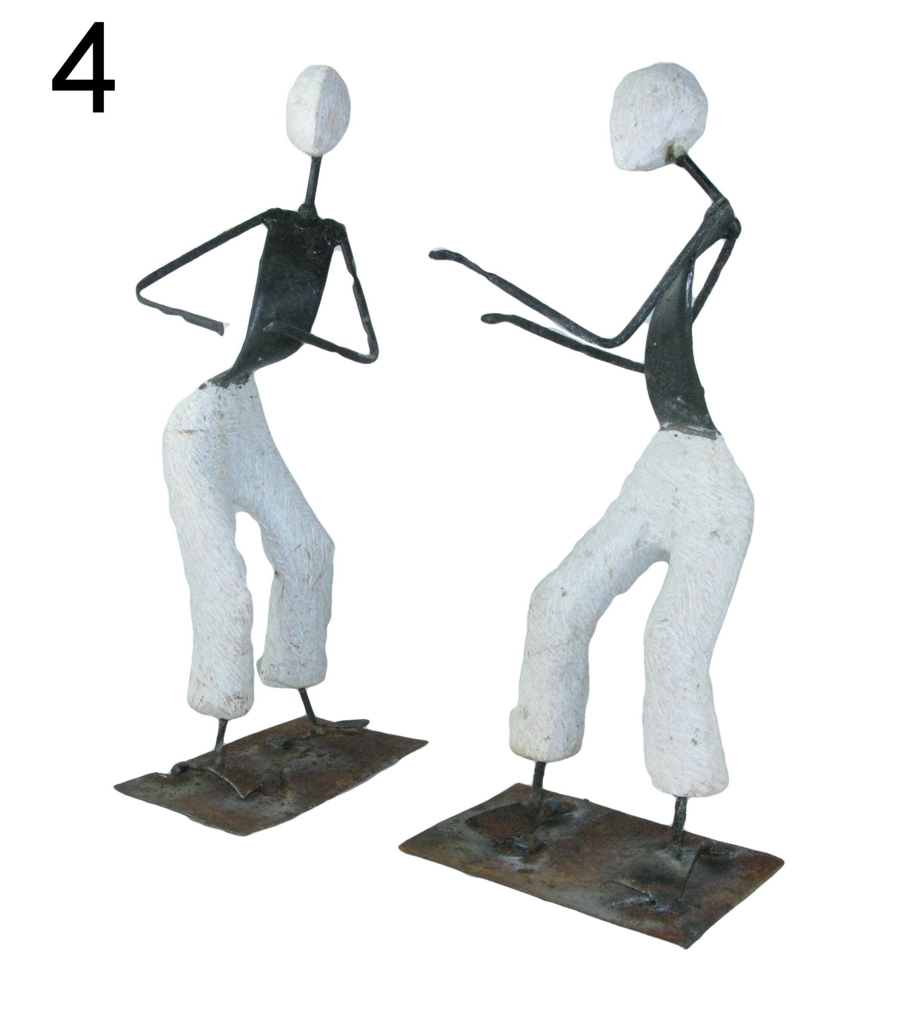 African Dancers Stone & Metal Sculptures from Zimbabwe 24cm tall - FriendlyTradingCo