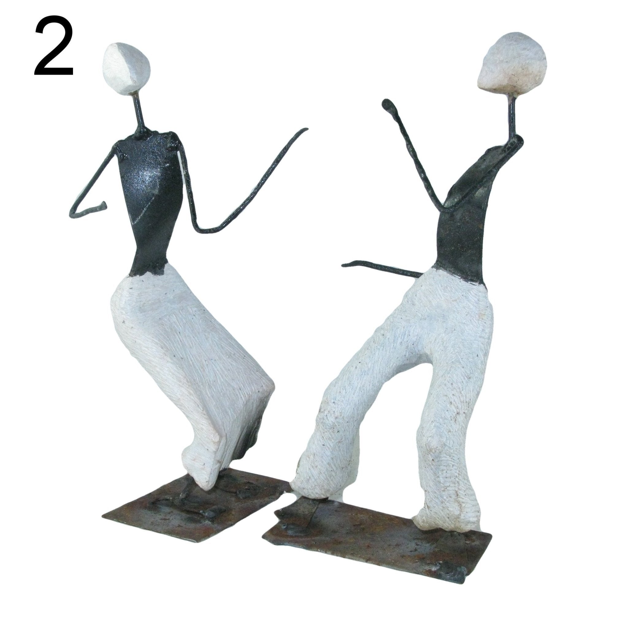 African Dancers Stone & Metal Sculptures from Zimbabwe 24cm tall - FriendlyTradingCo