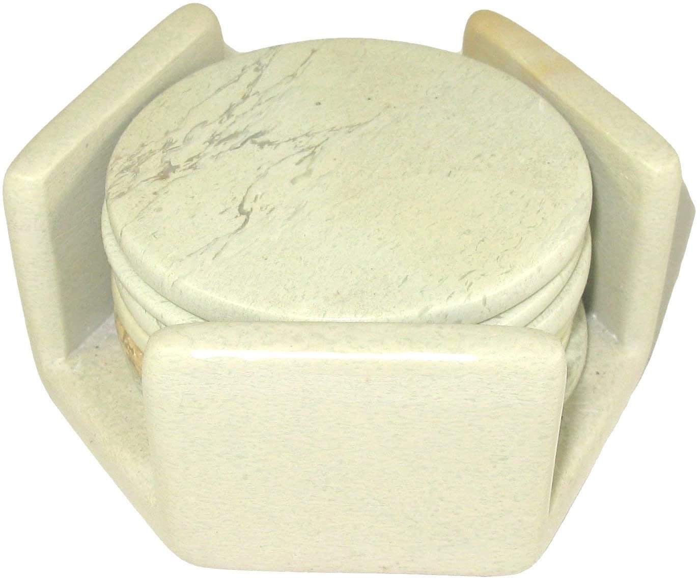 African Hand Crafted Set of 6 Stone Drinks Coasters 6 Sided Holder with Storycard - FriendlyTradingCo