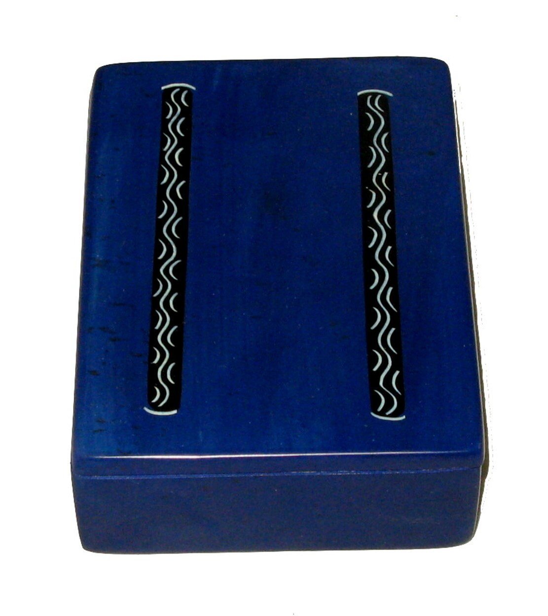African Handcrafted Deep Blue Design Stone Jewellery Box 10cm with Story - card - FriendlyTradingCo