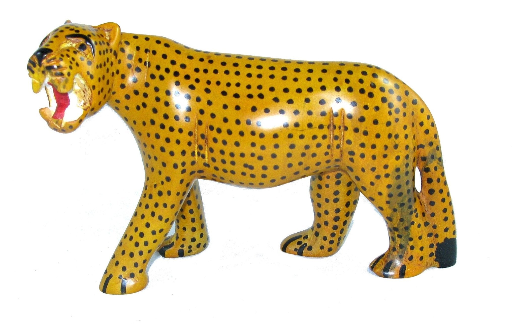 African Stone Wildlife - Leopard Sculpture Fairly Traded 20cm with Story - card - FriendlyTradingCo