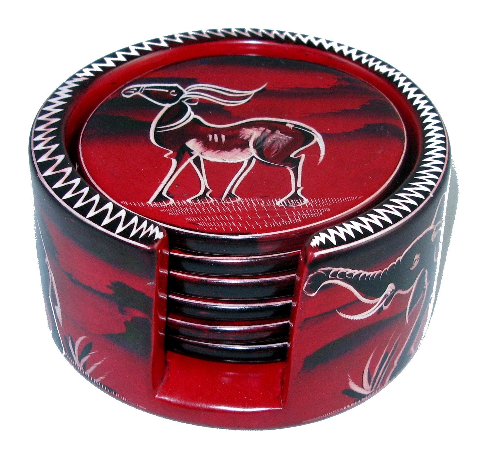 African Wild Animal Design Hand Crafted Set of 6 Stone Drinks Coasters with Storycard Choose your Design - FriendlyTradingCo