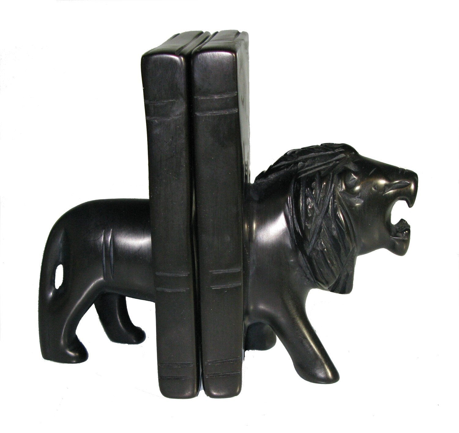 African Wildlife Bookends - Stone Sculptures 15cm / 6 inch - Dolphin Elephant Rhino Giraffe Lion Handcrafted in Stone with Story - card - FriendlyTradingCo