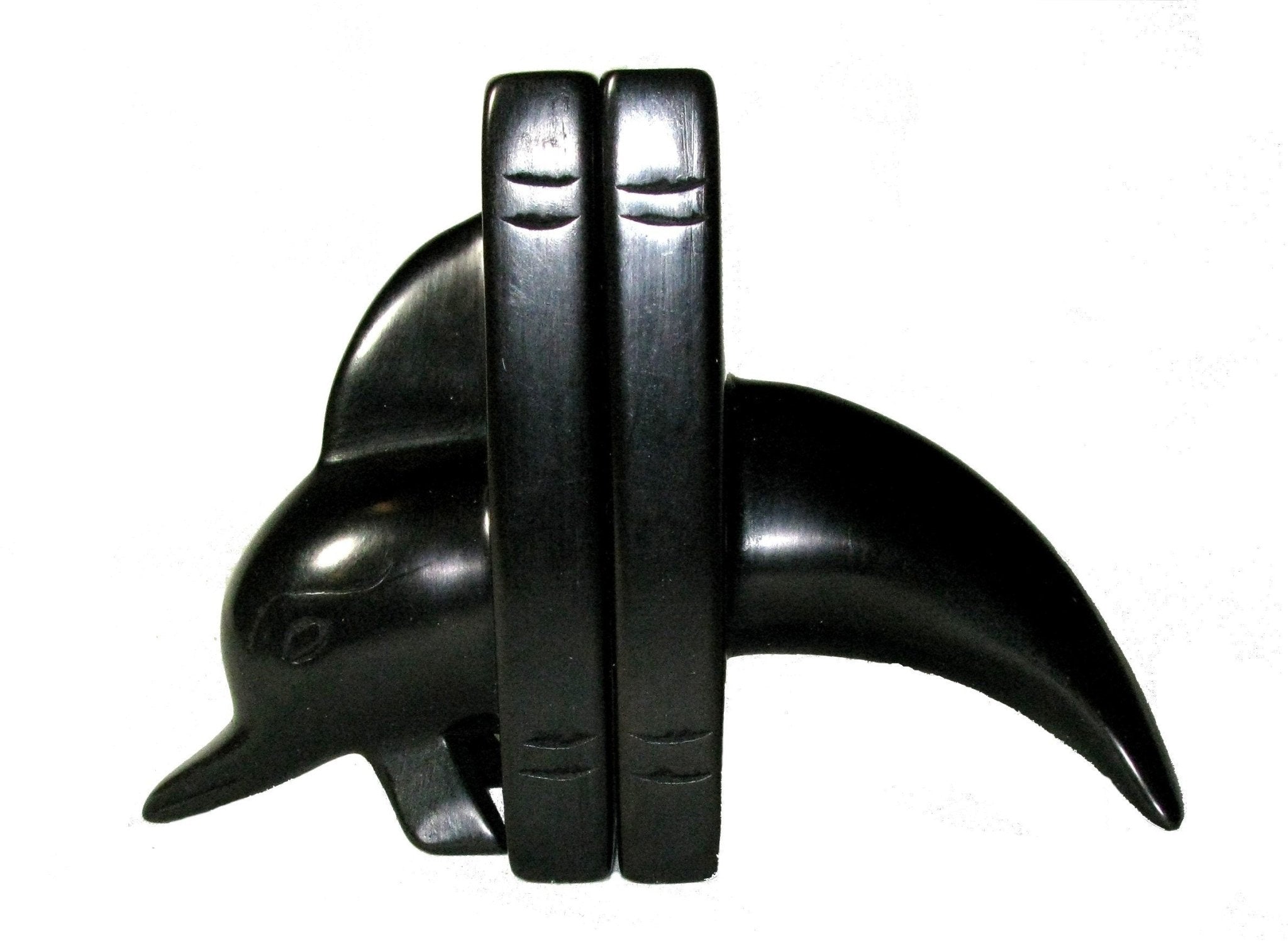 African Wildlife Bookends - Stone Sculptures 15cm / 6 inch - Dolphin Elephant Rhino Giraffe Lion Handcrafted in Stone with Story - card - FriendlyTradingCo