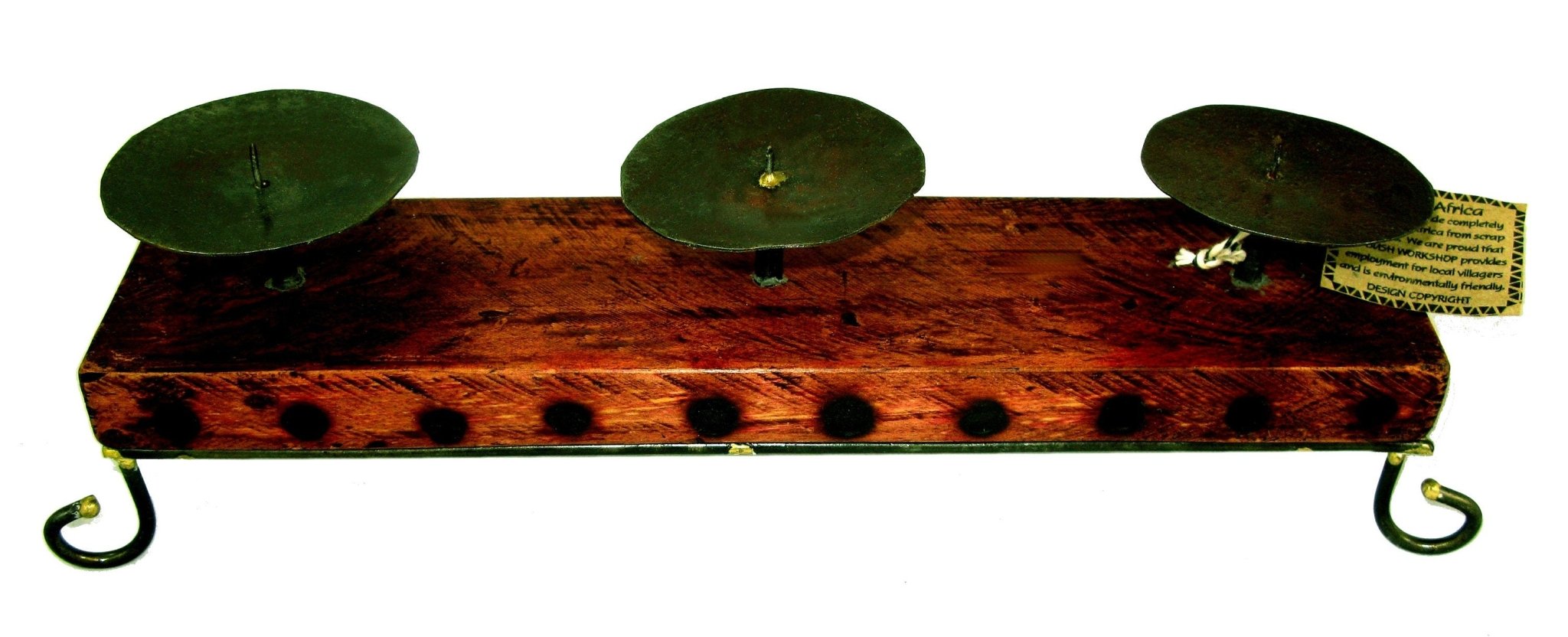 African Wood & Metal Tealight Candle Holder - Single / Double / Triple - Handcrafted from Sustainable Wood in Zimbabwe with Storycard - FriendlyTradingCo