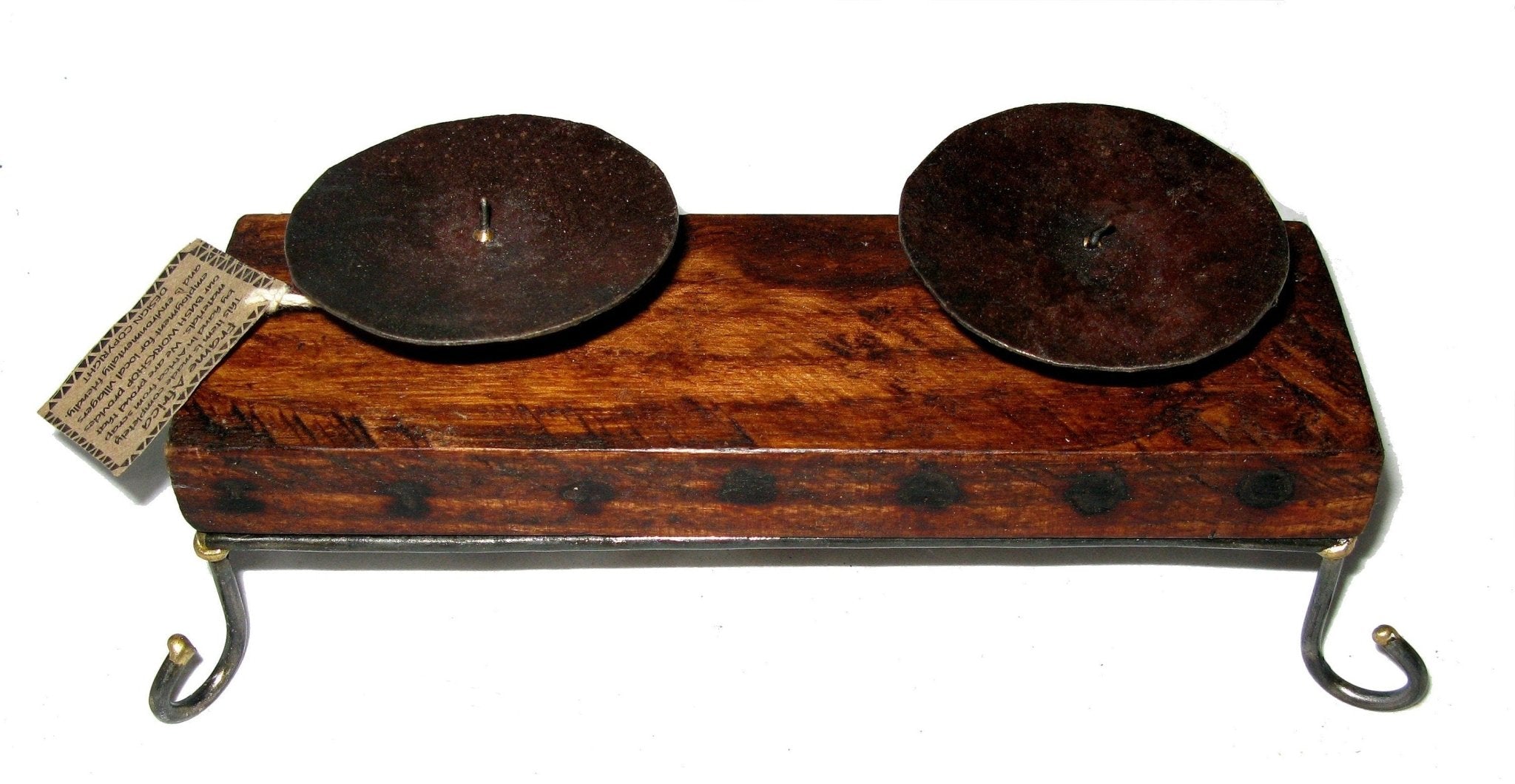 African Wood & Metal Tealight Candle Holder - Single / Double / Triple - Handcrafted from Sustainable Wood in Zimbabwe with Storycard - FriendlyTradingCo
