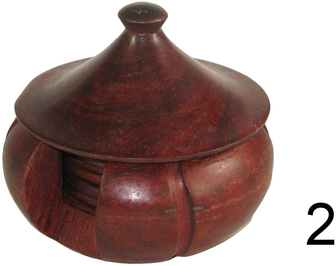 African Wooden Coasters - African Hut Design - Hand Crafted in Senegal - Coasters 6 cm / 2.5 inch - FriendlyTradingCo