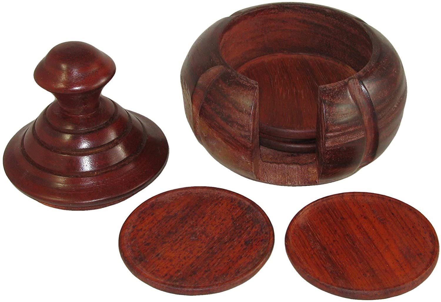 African Wooden Coasters - African Hut Design - Hand Crafted in Senegal - Coasters 6 cm / 2.5 inch - FriendlyTradingCo