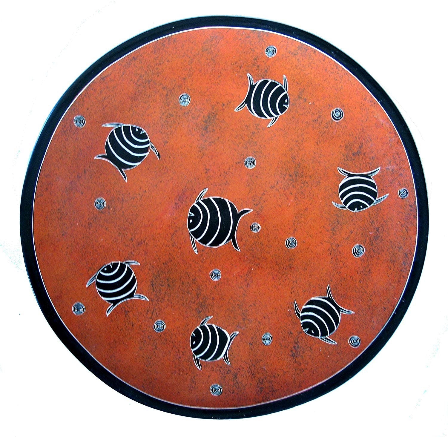 Collectable Display Plate Orange Swimming Fish Design 12 or 14 inch (30 / 35 cm) with Storycard - FriendlyTradingCo