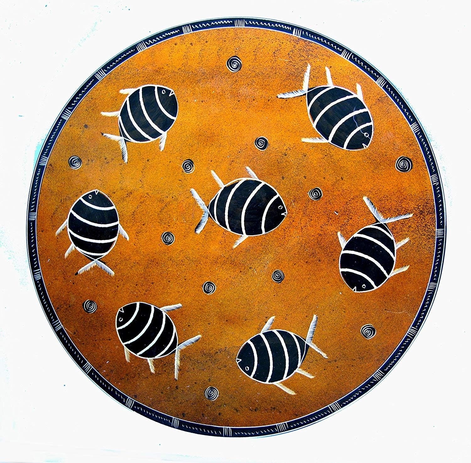 Collectable Display Plate Orange Swimming Fish Design 12 or 14 inch (30 / 35 cm) with Storycard - FriendlyTradingCo