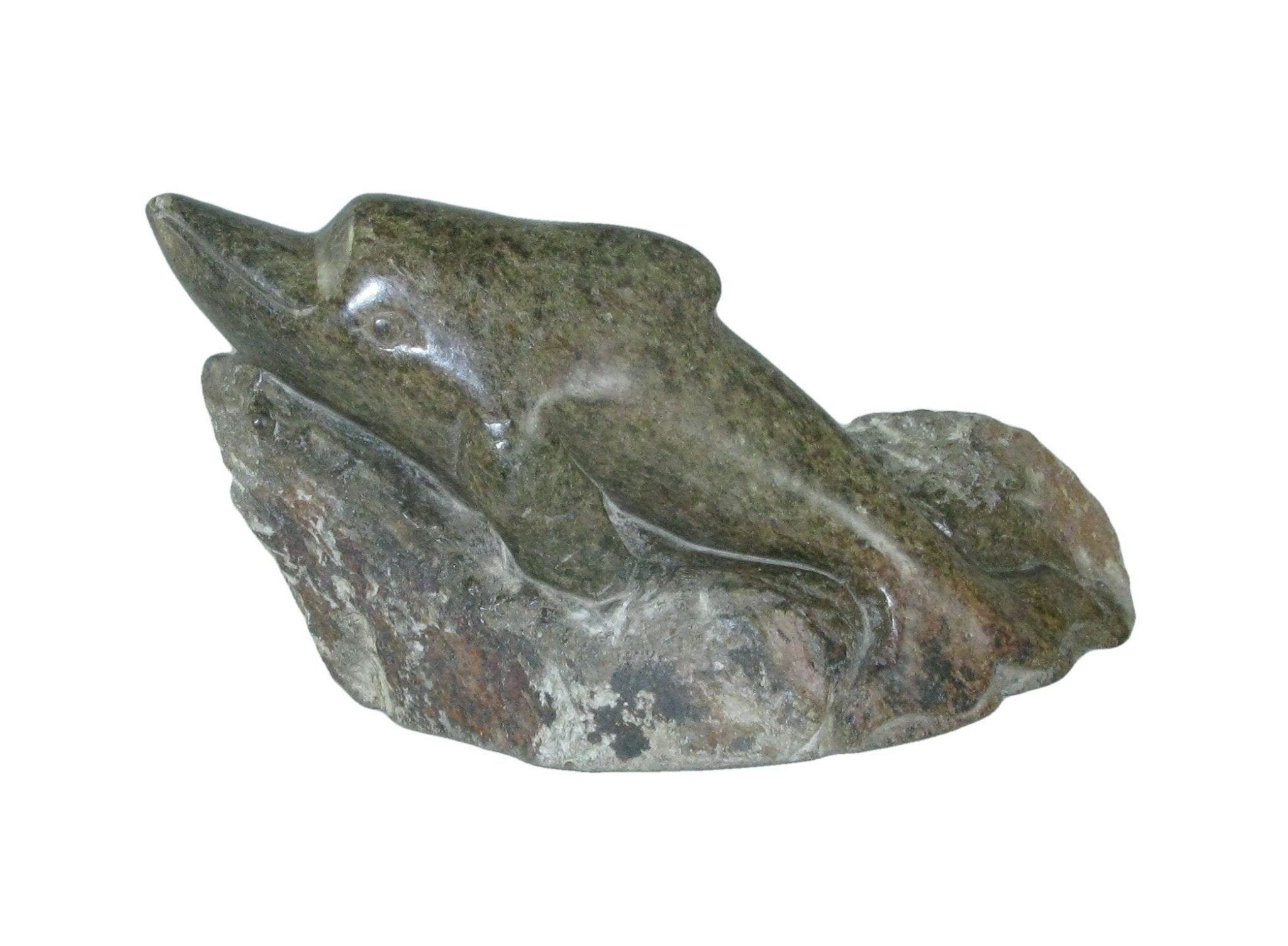 Dolphin Stone Sculpture by Zimbabwe artists 8 inch / 20cm 1kg Choose Light or Dark with Story - card - FriendlyTradingCo
