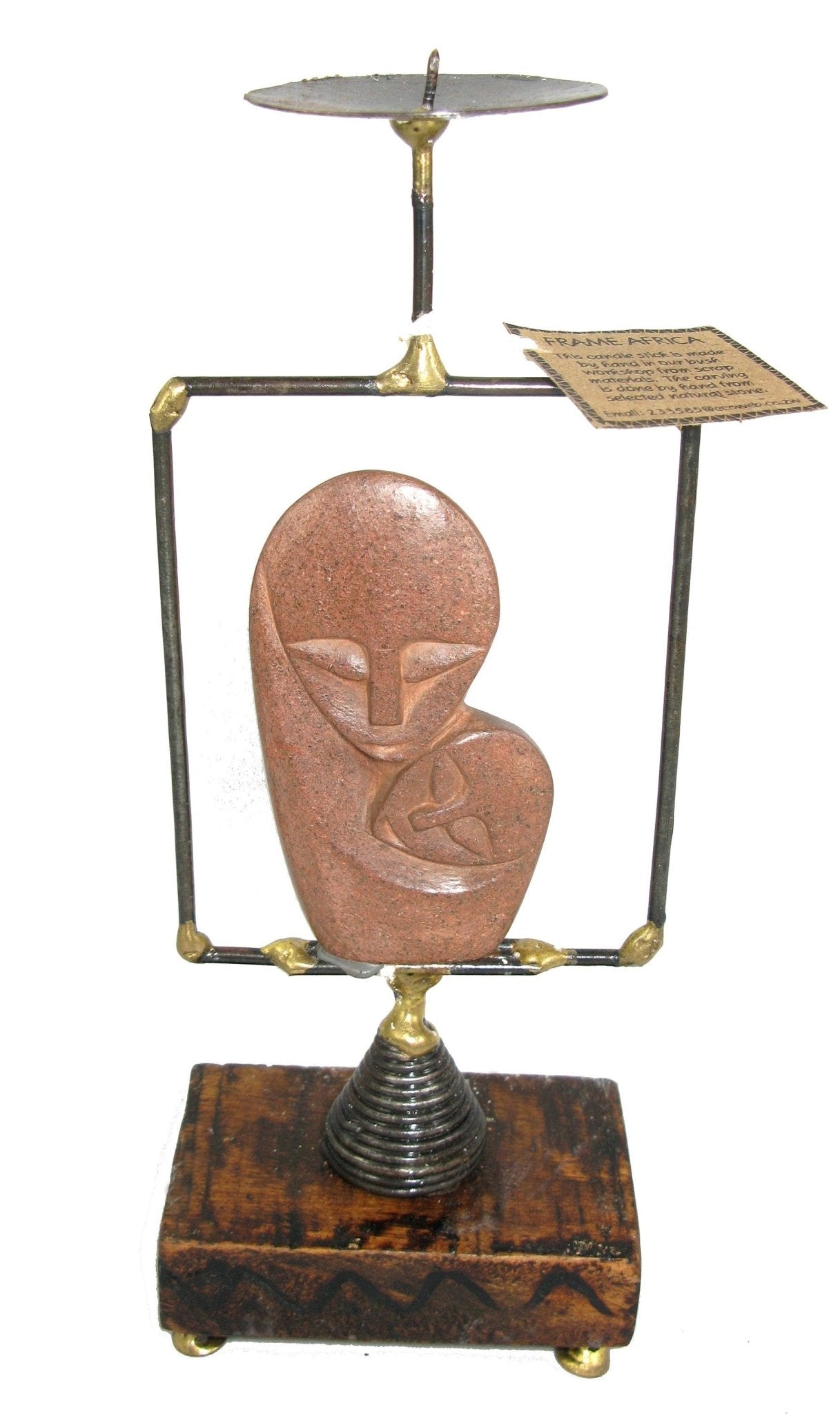 Hand Made Tall African Tea Light Candle Holder with Mother & Child Handcrafted with Storycard - FriendlyTradingCo