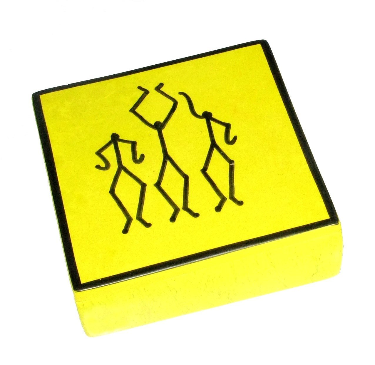 Handcrafted Stone Box African Dancers Stone Jewellery Trinket Snack Box 10cm Natural or Yellow with Storycard - FriendlyTradingCo