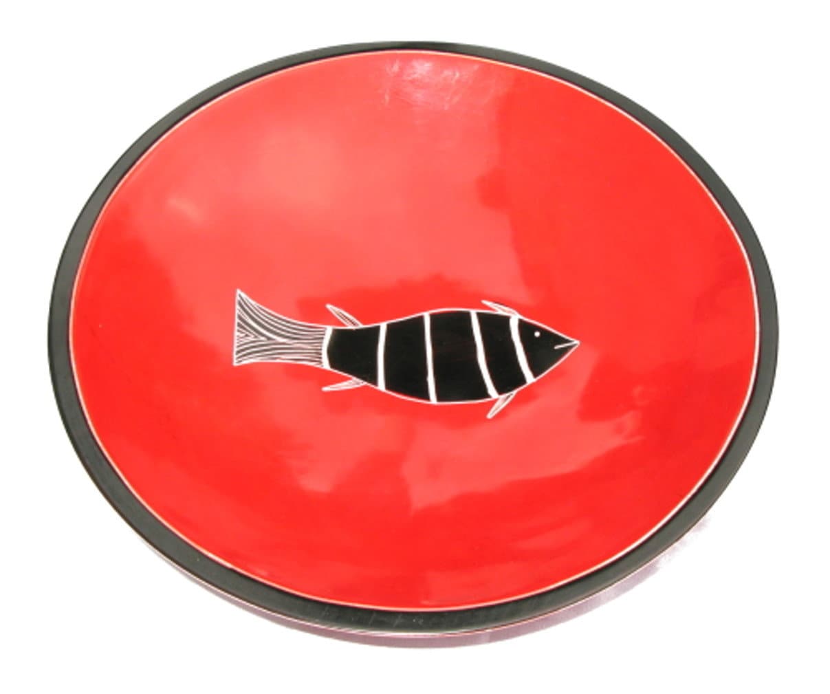 Handcrafted Stone Fruit Bowl Red Fish Design 10