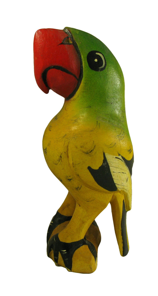 Wooden Colourful Painted Parrot Figure - hand made and painted - 24cm 9 inch