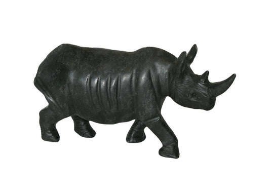 Rhino Sculpture in Serpentine Stone 12 cm Collectible African Shona Tribe Sculpture with Story-card