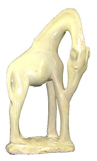 African Stone Giraffe Sculpture Fairly Traded 20cm - Natural Stone Design with Story-card