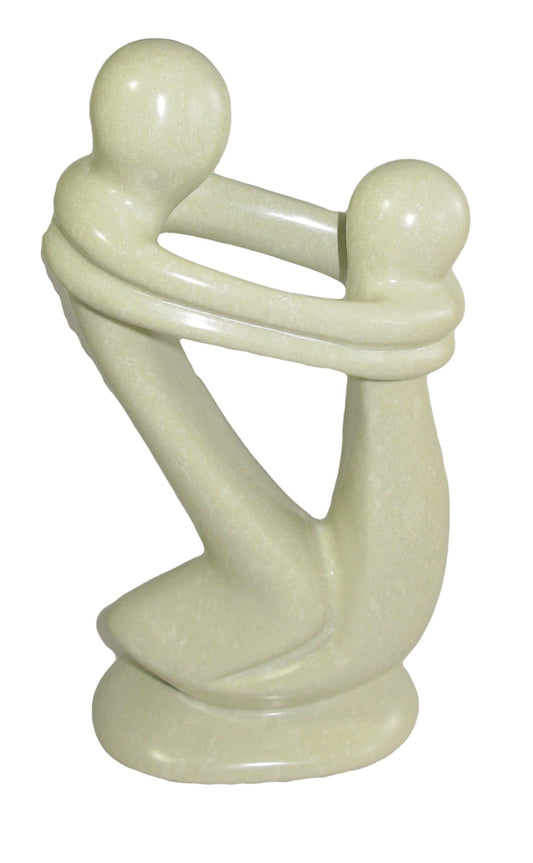 Loving Arms Mother and Child Sculpture in Stone 8 inch / 20 cm tall. Hand made with Storycard
