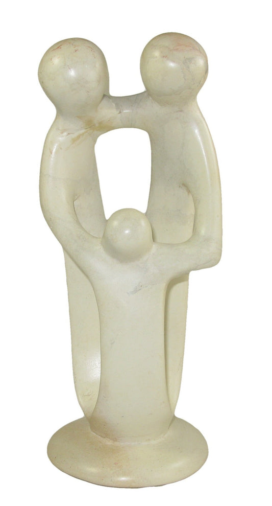 Family of Three Stone Sculpture 20cm - Modern - Handcrafted African Art