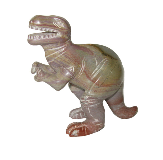 Stone Dinosaur Tyrannosaurus Rex in Soapstone 10cm / 4 inch in White Gift Box with Story-card