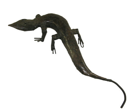 Large Metal Gecko Lizard Sculpture for Home & Garden 55 x 20 cm Fair Trade Africa Recycled Metal
