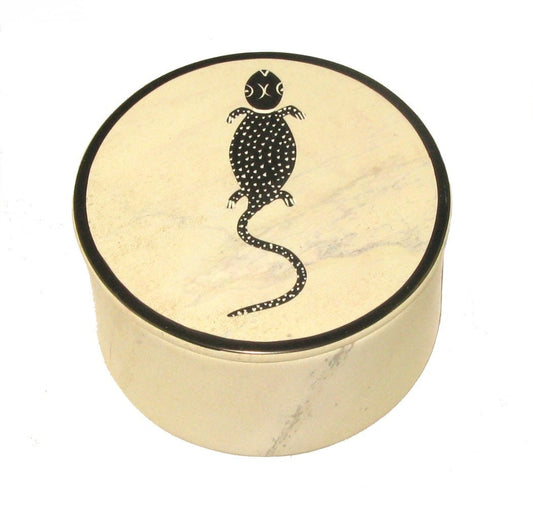 Handcrafted Stone Gecko Lizard Design Stone Jewellery Box 10cm Natural with Story-card