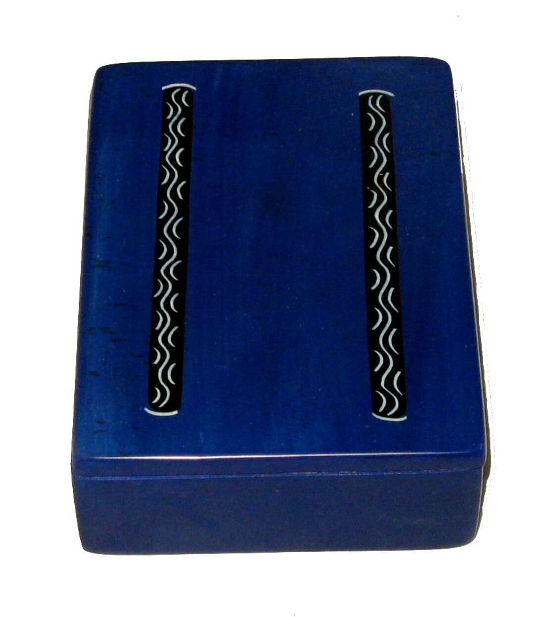 African Handcrafted Deep Blue Design Stone Jewellery Box 10cm with Story-card