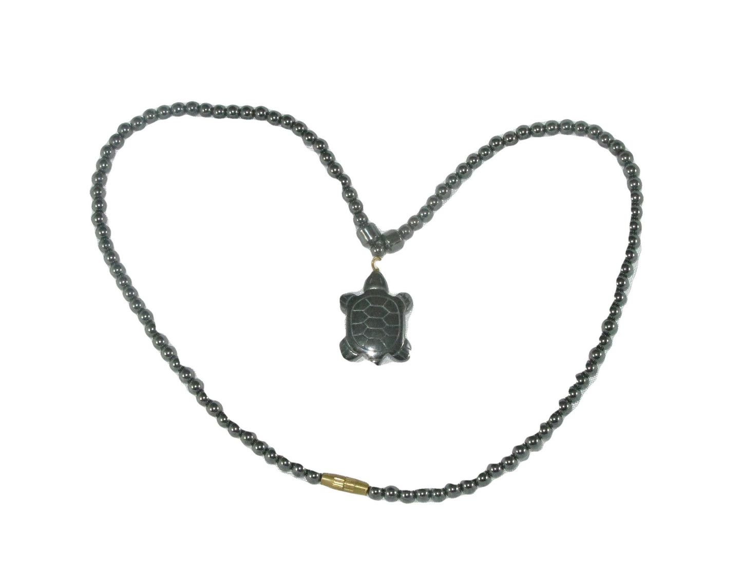 Hematite Healing Energy Anti-Stress Necklace 18" / 45 cm Turtle Pendant Handmade + Presentation Pouch & Storycard