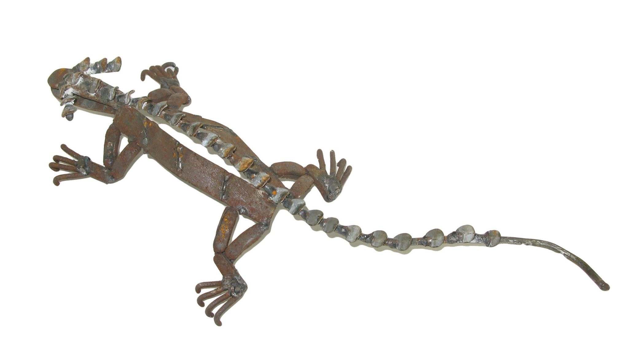 Metal Gecko Lizard Sculpture 35 x 12 cm Africa Recycled Metal - FriendlyTradingCo