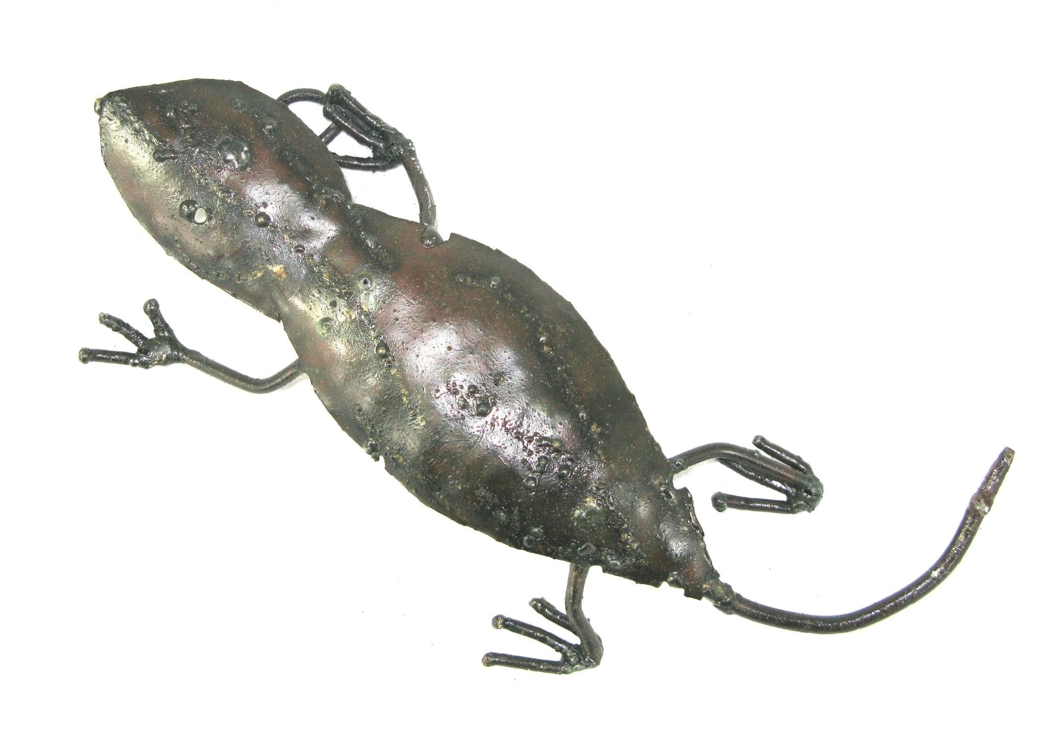 Metal Gecko Lizard Sculpture Africa Recycled Metal with Storycard - FriendlyTradingCo