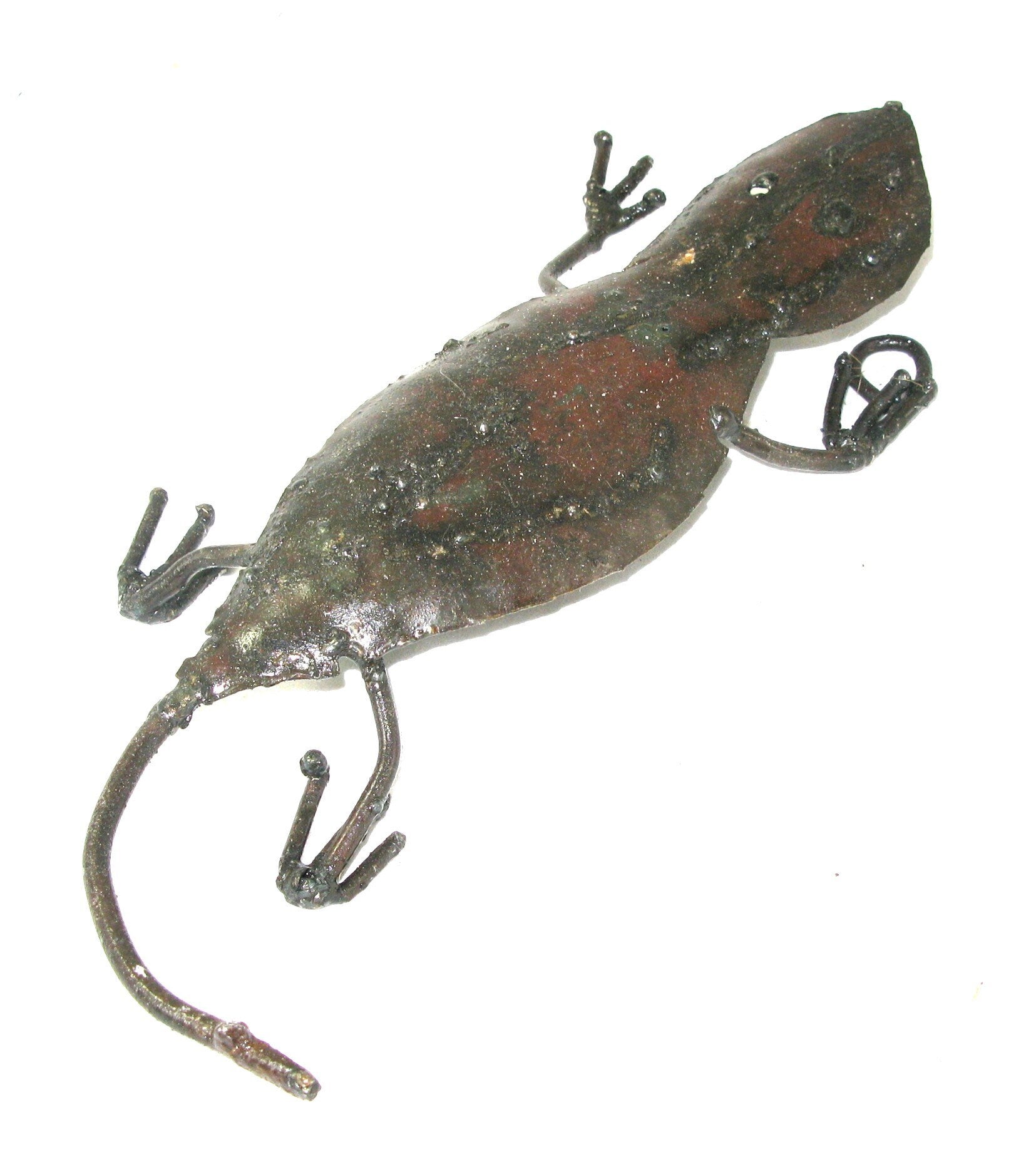 Metal Gecko Lizard Sculpture Africa Recycled Metal with Storycard - FriendlyTradingCo