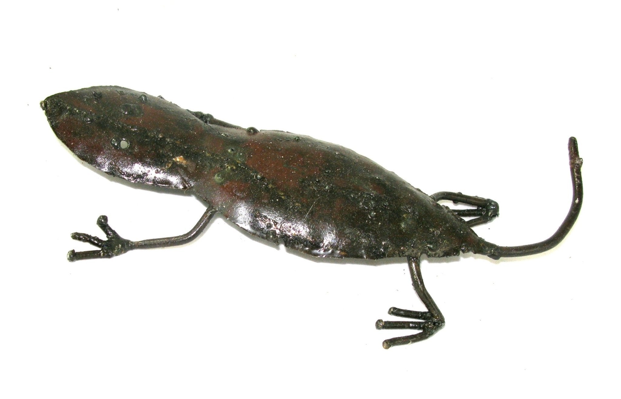 Metal Gecko Lizard Sculpture Africa Recycled Metal with Storycard - FriendlyTradingCo