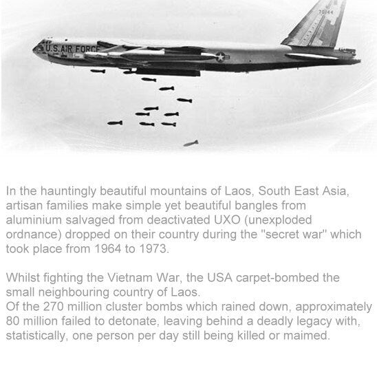 Peace Bangle Bombs to Bracelets Made from Recycled Aluminium from Vietnam War Bombs Womans / Mans / Childs Presentation Pouch & Storycard - FriendlyTradingCo