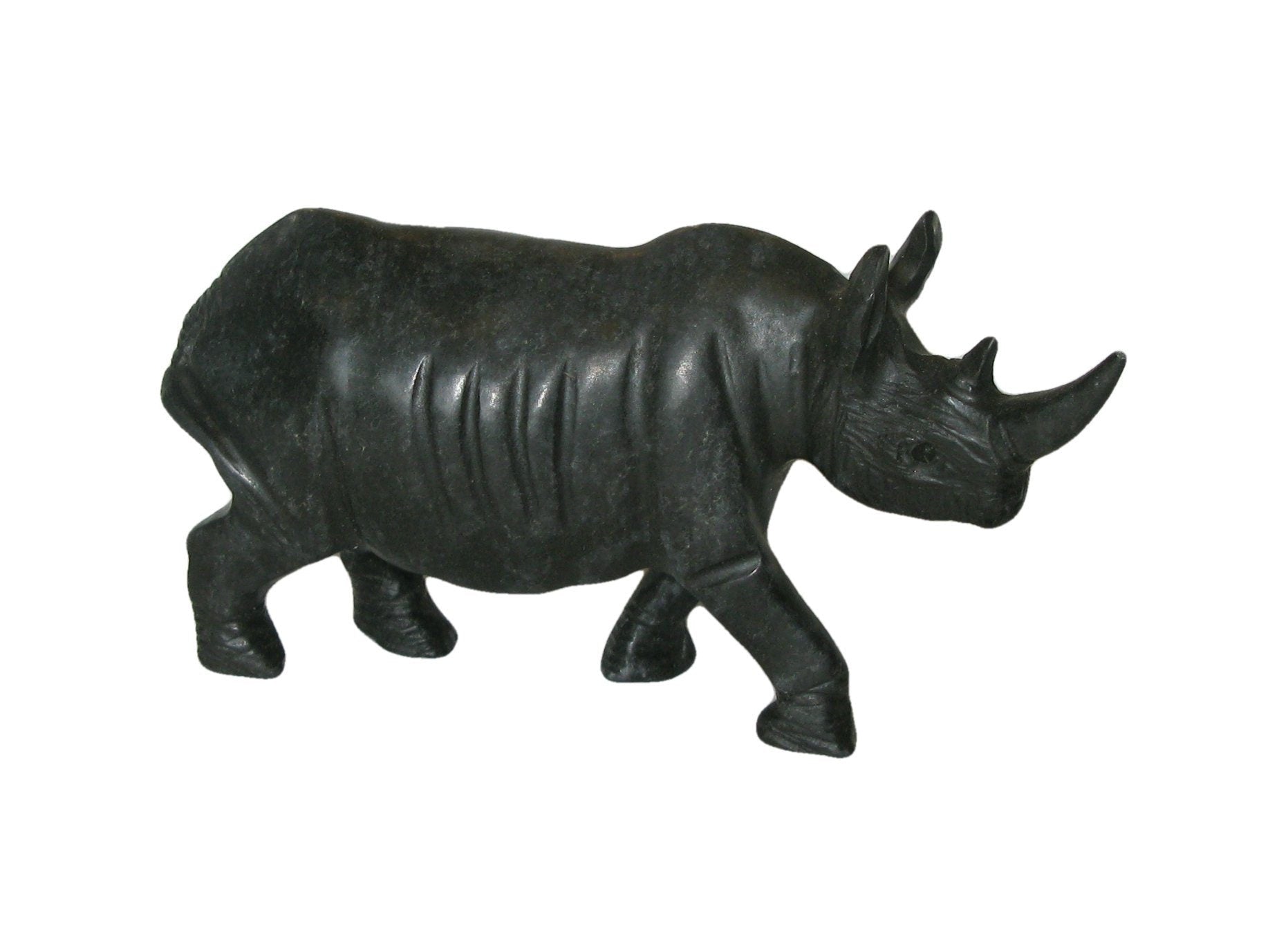 Rhino Sculpture in Serpentine Stone 12 cm Collectible African Shona Tribe Sculpture with Storycard - FriendlyTradingCo