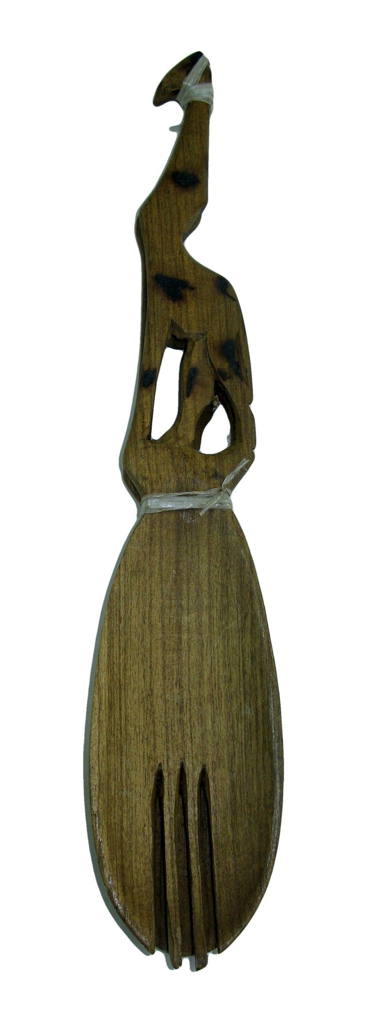 Wooden Salad Servers Pair African Handcrafted Giraffe Design 30 cm / 12 inch with Storycard - FriendlyTradingCo